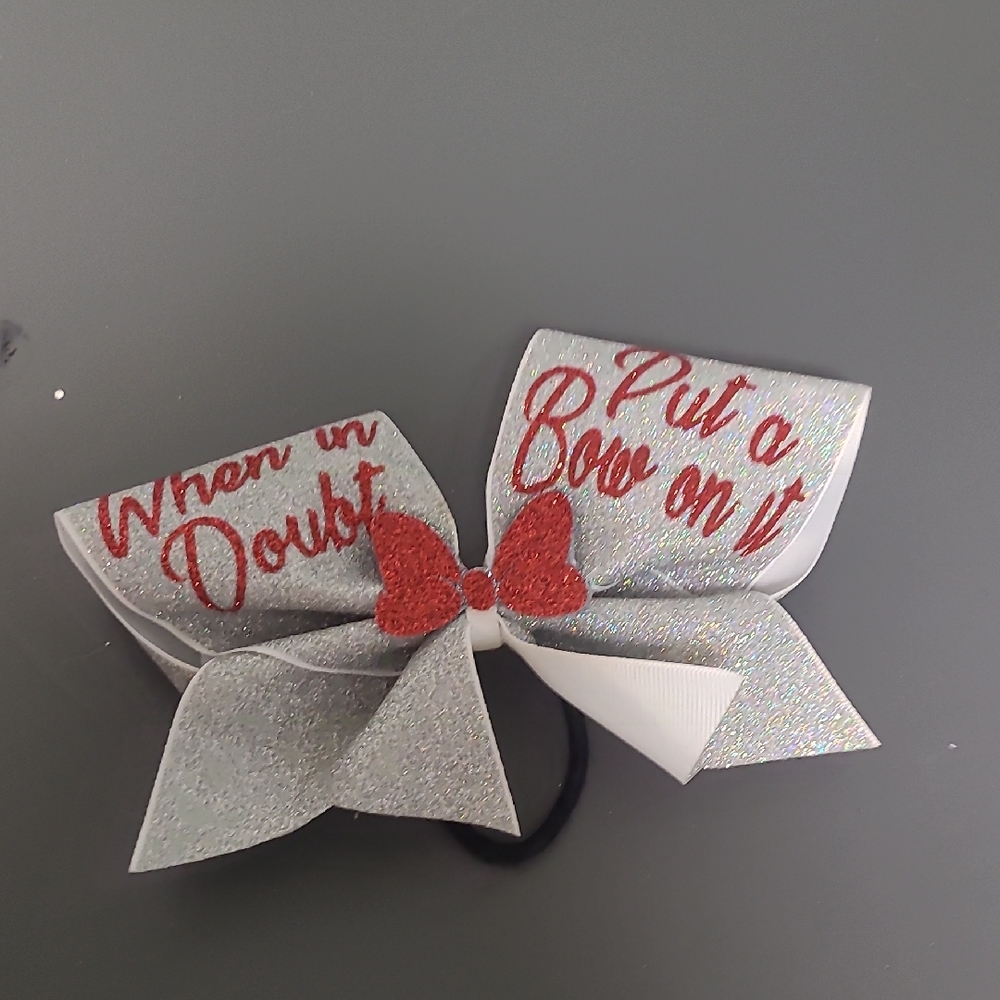 Sparkling Silver and Red Bow Hair Clip